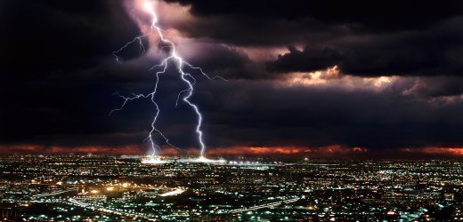 Lightning over the city